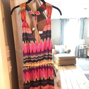 Vintage Silk Bird on a Wire Midi Razorback Dress